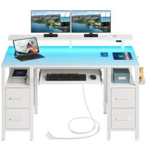 Escritorio con 4 Cajones, Escritorio Led Gaming, 2 Tomas de…