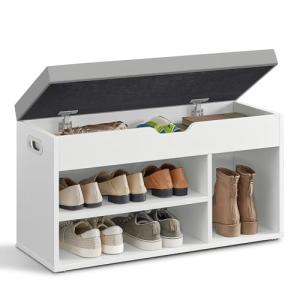 VASAGLE Banco Zapatero con Cojín, Banco de Almacenamiento,…