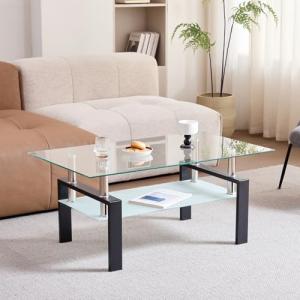 JZGORC Mesa de Centro de Vidrio Simple Moderna, Mesa de Sal…