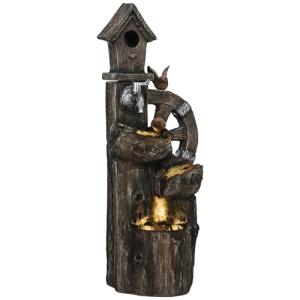 Outsunny Fuente de Agua 2 en 1 con Casita para Pájaros Fuen…