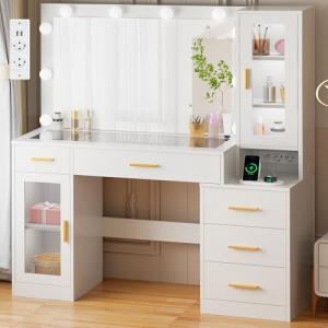 BEWISHOME Grande Tocador con Espejo y Luces LED,Brillo Ajus…