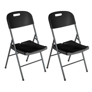 Orion91 Pack 2 Sillas Plegables Modernas con Asa, Negro, 47…