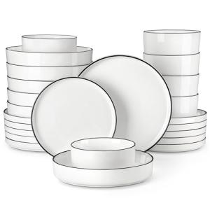 MALACASA Juego de Vajilla de Porcelana para 6 Personas, 24…