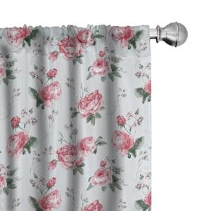 ABAKUHAUS Romántico Juego de 2 Paños Cortinas, Primavera Fl…
