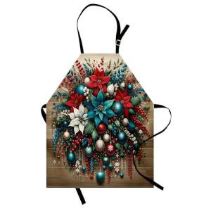 ABAKUHAUS Navidad Delantal de Cocina, Arte de Poinsettia co…