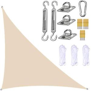 Toldo de vela de jardín, triángulo con kit de fijación, 3 c…