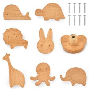SLTAXAR 8 PCS Tiradores Infantiles de Madera, Pomos de Anim…