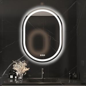 furduzz Espejo de baño LED ovalado, 600 x 800 mm, espejo de…