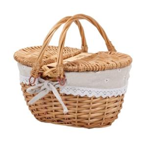 Cesta de Mimbre para Picnic, Cesta de Almacenamiento con Ta…