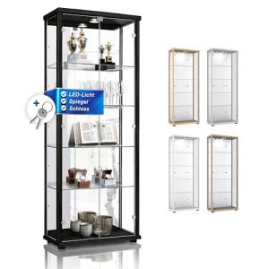 K-Möbel Vitrina de Cristal Negro (176x67x33 cm) con 4 estan…