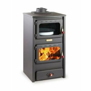 Estufa de leña con horno de hierro fundido