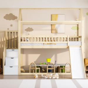 Kebnor Litera para niños, cama alta con tobogán y escalera…