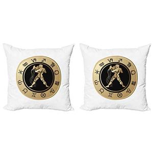 ABAKUHAUS Zodiacal Acuario Set de 2 Fundas para Cojín, Los…