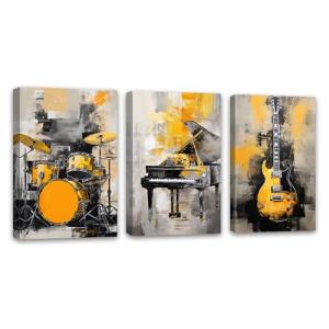 ZQQART Lienzo decorativo para pared, 3 piezas, piano, guita…
