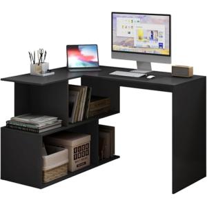 WOLTU Escritorio en Forma L, Mesa Escritorio con Estantes A…