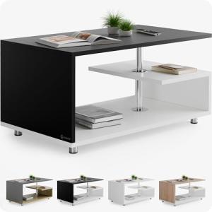 CASARIA® Mesa de Centro de Madera Blanco Negro Almacenaje 9…