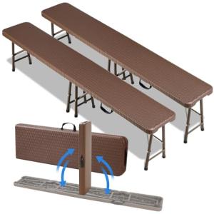 Set 2 Bancos Plegables Catering 180cm, 2 Bancos Plegables C…