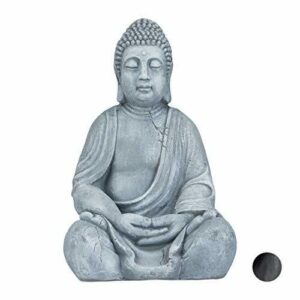 Relaxdays Estatua Buda Sentado XL para Jardín, Cerámica, Gr…