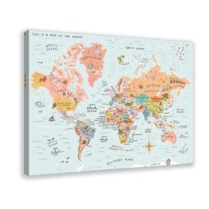 BFTIUTG Póster de mapa de viaje en lienzo con diseño de glo…