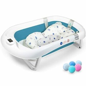 Bañera bebe plegable con almohadilla de baño antideslizante…