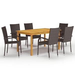 QZZCED Juego de Comedor para jardín 7 Piezas marrón Conjunt…