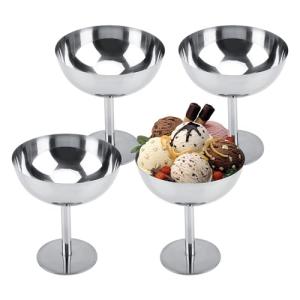 Copa de Helado, 4 Piezas Taza de Helado Tazón de Acero Inox…
