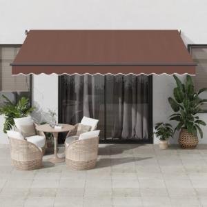 IKAYAA Toldo Manual Retráctil 400 x 300 cm con luz LED, Tol…
