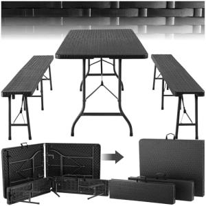 TecTake® Juego de Mesa Plegable de 3 Piezas, Set Mesa Campi…