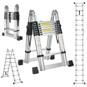 STANEW Escalera Telescópica 5m de Aluminio(2,5  2,5m), Esca…