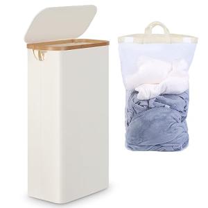 Efluky Cesto de Ropa 63L Delgado Con Tapa, Beige, Plegable…