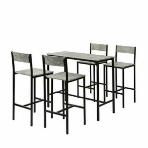 SoBuy Set Mesa Alta de Bar y 4 Taburetes con Respaldos Esti…