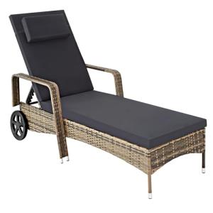 TecTake®, Tumbona Chaise Longue, Ajustable de Poliratán con…