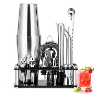 Cinnani 750ML Boston Juego de Coctelera con soporte,15 Piez…
