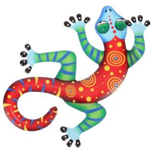 HEMOTON Figura decorativa de pared de lagarto 3D, metal, ge…