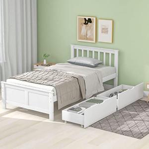 Moimhear Cama de madera, cama individual, doble, juvenil, a…