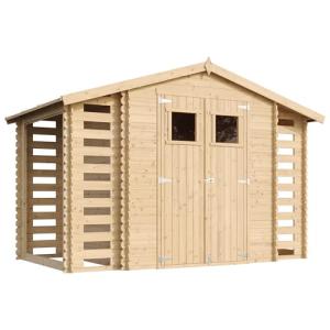 TIMBELA M391 Caseta de Madera para jardín con 2 leñeras - c…