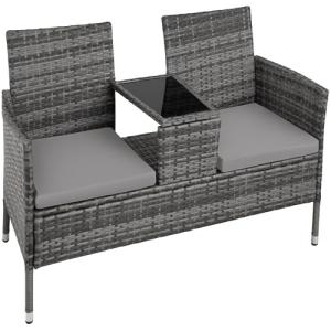 tectake® Banco de poliratán con cojines, Muebles Jardin Ext…