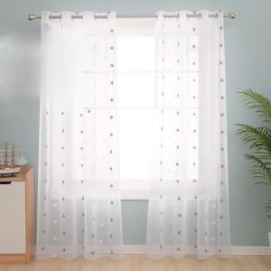 Deconovo Visillos para Ventanas Gasa Voile Efecto Lino Cort…