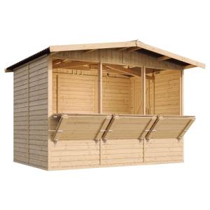 Caseta de Jardín de Madera con Piso, Mostrador y Puerta Tre…