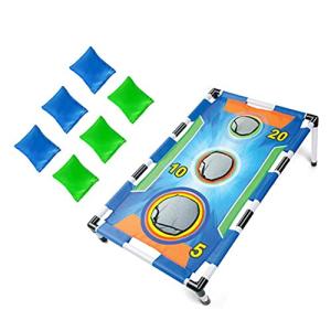WINBST Cornhole Juego de lanzamiento, plegable, bolsa de fr…