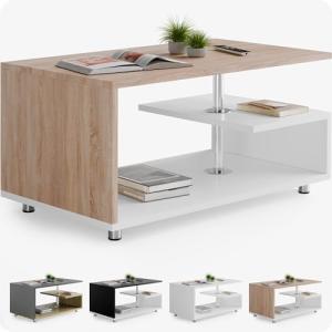 CASARIA® Mesa de Centro de Madera Roble Blanco Almacenaje 9…