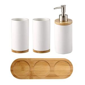OnePine Juego de cerámica para baño, 4 Piezas, con Dispensa…