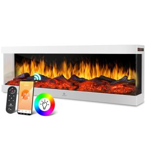 KESSER® Chimenea eléctrica de pared 3D, 122 cm, chimenea co…