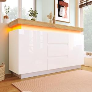 Aparador con 2 puertas y 3 cajones, con iluminación LED (Ap…
