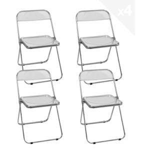 KAYELLES - Juego de 4 sillas plegables plegables transparen…