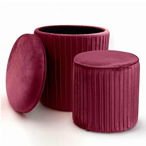Norbe TIK TAK - Juego de 2 pufs cilíndricos con contenedor…