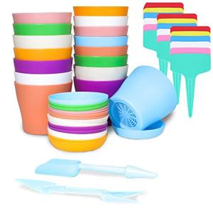 Juego de 36 macetas de plástico Coloridas, 16 macetas peque…
