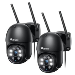 Ctronics Camara Vigilancia WiFi Exterior, 1080p PTZ Cámara…