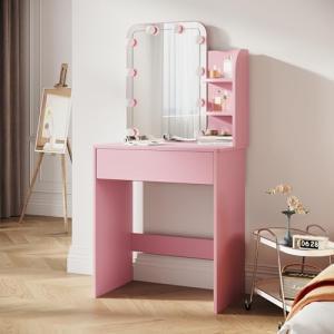 Sirhona tocador, espejo LED con brillo ajustable, mesa de m…