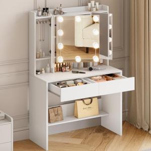 DWVO Tocador, Mesa de Maquillaje con Hollywood LED Espejo,…